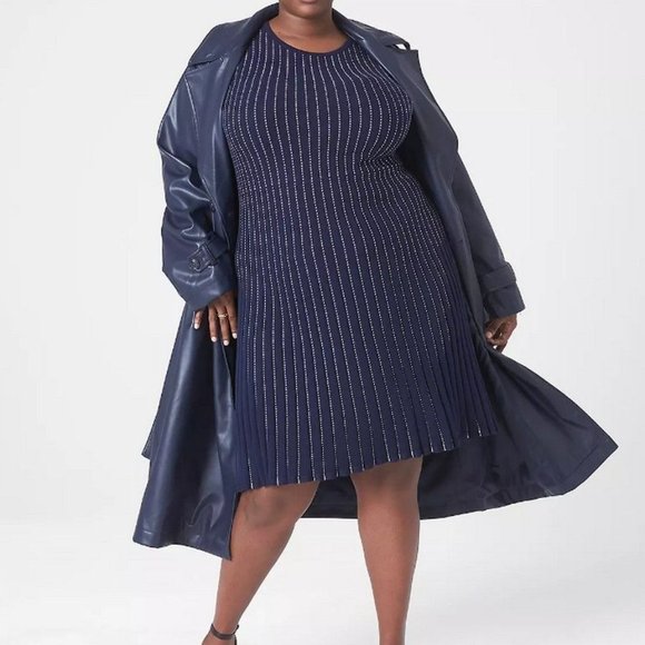 Lane Bryant Dresses & Skirts - Lane Bryant Plus Size 20 Womens Comfort Fit Knit Dress Broken Stripe Navy Blue